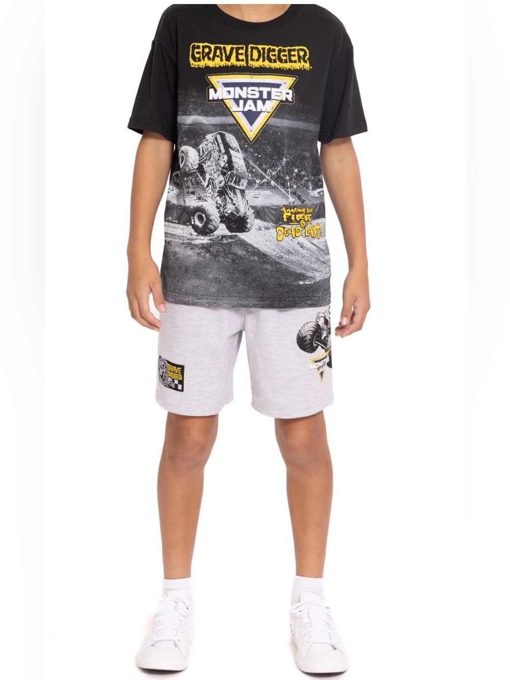 Grave Digger Monster Jam Boys Black Graphic Tee - Kids Shirts & Tops